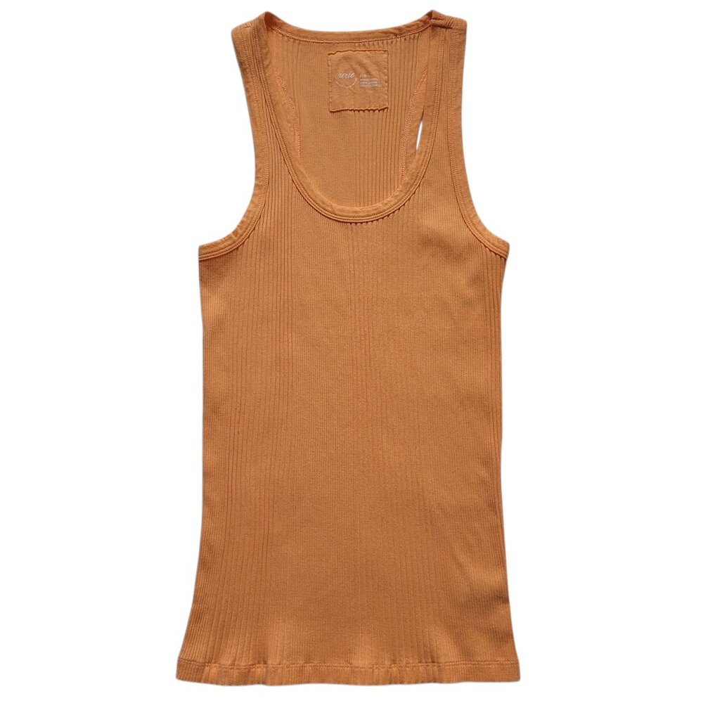 Aerie Ribbed Scoop Neck Tank Top Orange Medium Americana Y2K Minimalist